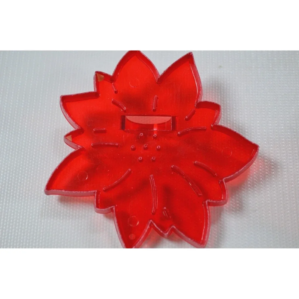 Lot of 5 Vintage Holiday Red Plastic Cookie Cutters Heart,‎ Drum, Flower, Turkey